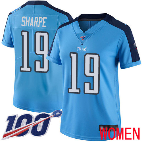 Tennessee Titans Limited Light Blue Women Tajae Sharpe Jersey NFL Football #19 100th Season Rush Vapor Untouchable